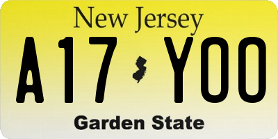 NJ license plate A17YOO
