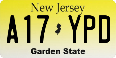 NJ license plate A17YPD