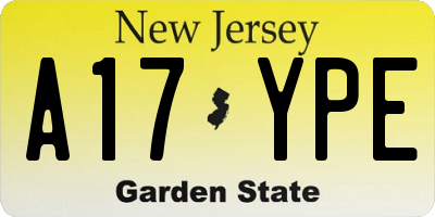 NJ license plate A17YPE