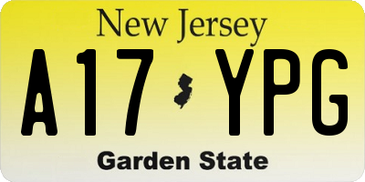 NJ license plate A17YPG