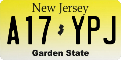 NJ license plate A17YPJ