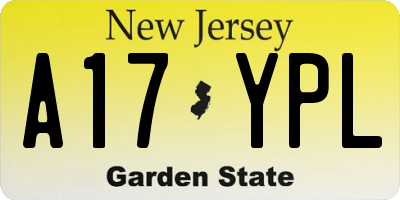 NJ license plate A17YPL