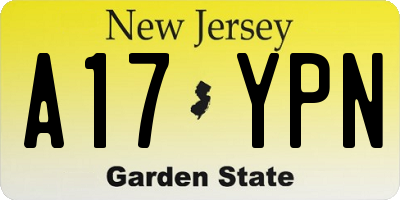 NJ license plate A17YPN
