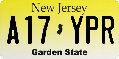 NJ license plate A17YPR