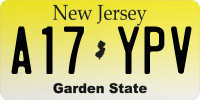 NJ license plate A17YPV