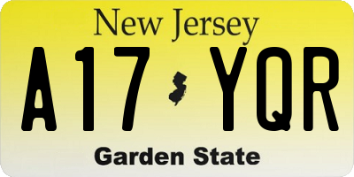 NJ license plate A17YQR