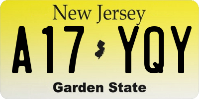 NJ license plate A17YQY
