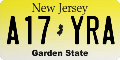 NJ license plate A17YRA