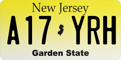 NJ license plate A17YRH