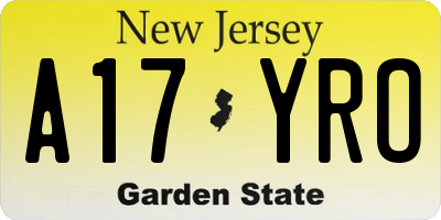 NJ license plate A17YRO