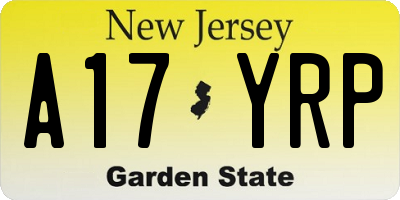 NJ license plate A17YRP