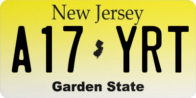 NJ license plate A17YRT
