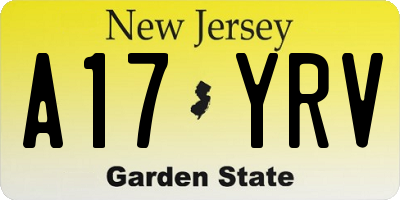 NJ license plate A17YRV