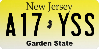 NJ license plate A17YSS