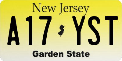 NJ license plate A17YST