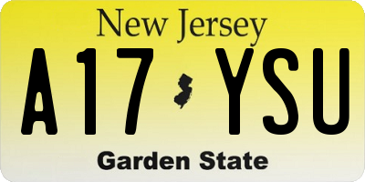 NJ license plate A17YSU