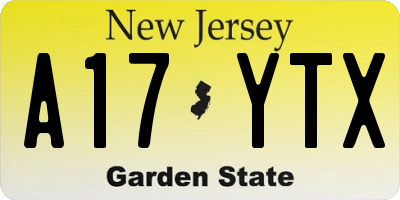 NJ license plate A17YTX
