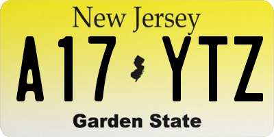 NJ license plate A17YTZ