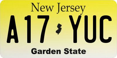 NJ license plate A17YUC