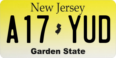 NJ license plate A17YUD