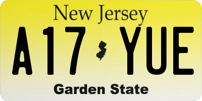 NJ license plate A17YUE