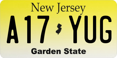 NJ license plate A17YUG