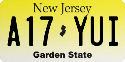 NJ license plate A17YUI