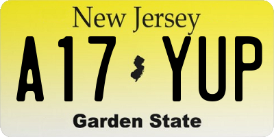 NJ license plate A17YUP