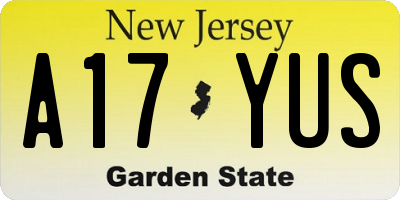 NJ license plate A17YUS