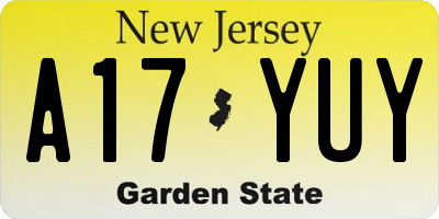 NJ license plate A17YUY