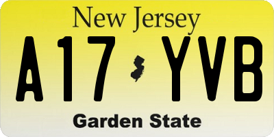 NJ license plate A17YVB