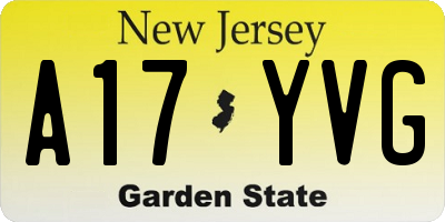 NJ license plate A17YVG