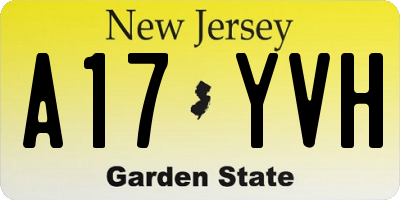 NJ license plate A17YVH
