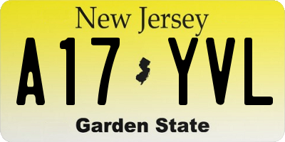 NJ license plate A17YVL