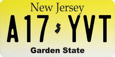 NJ license plate A17YVT