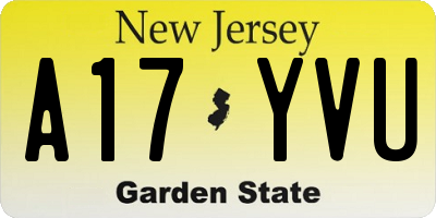 NJ license plate A17YVU