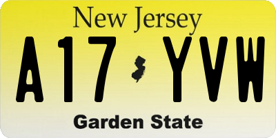 NJ license plate A17YVW