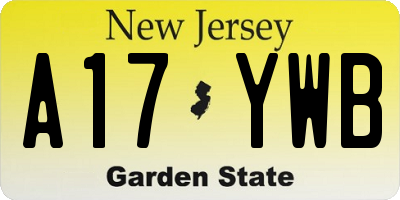 NJ license plate A17YWB