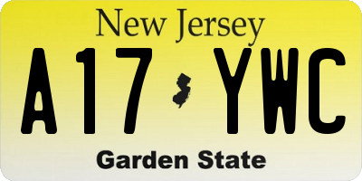 NJ license plate A17YWC
