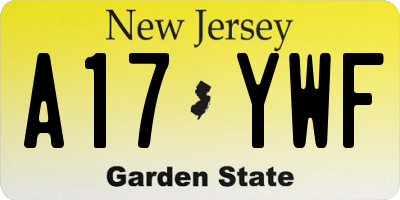 NJ license plate A17YWF