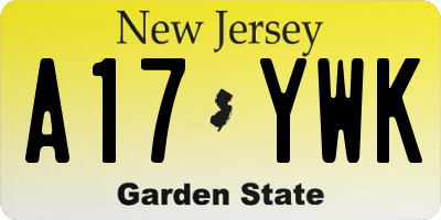 NJ license plate A17YWK
