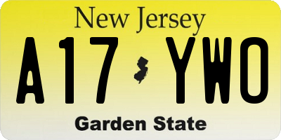 NJ license plate A17YWO