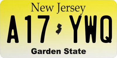 NJ license plate A17YWQ