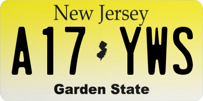NJ license plate A17YWS