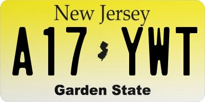 NJ license plate A17YWT