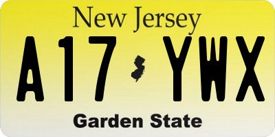 NJ license plate A17YWX