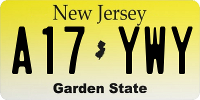 NJ license plate A17YWY
