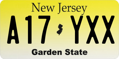 NJ license plate A17YXX