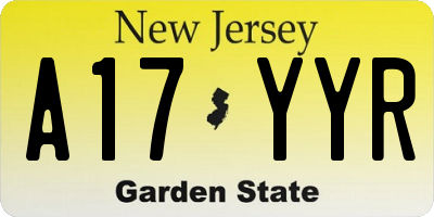 NJ license plate A17YYR