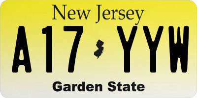 NJ license plate A17YYW